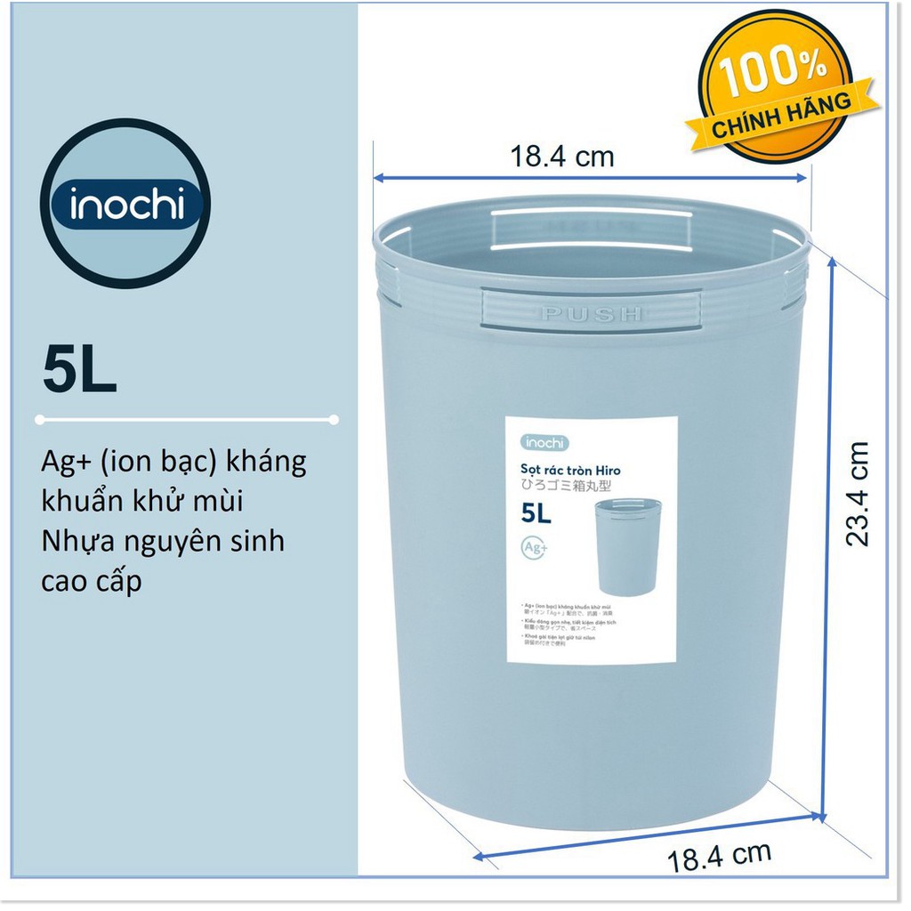 Thùng Rác Nhựa Tròn Inochi 5 Lít Màu Rất Đẹp Làm Sọt Rác Văn Phòng, Khách Sạn, Đựng Rác Gia Đình, Để Bàn Trong Nhà