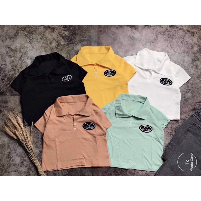 Áo Croptop Cổ Trụ POLO Tay Ngắn Dáng Ôm Nhẹ Ulzzang, Áo Thun Croptop Có Cổ (4 Màu) Lan..shop