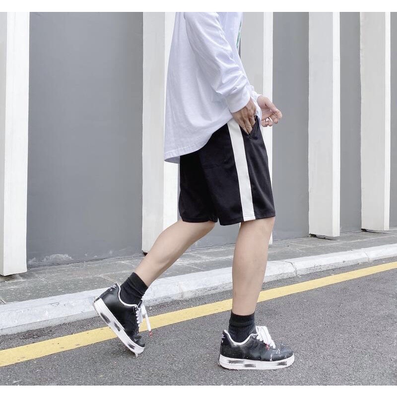 Quần Short đùi nam nữ dáng unisex Umi 1 Sọc Hàng Loại 1 chất dày mịn - Quần sooc đùi thể thao ulzzang