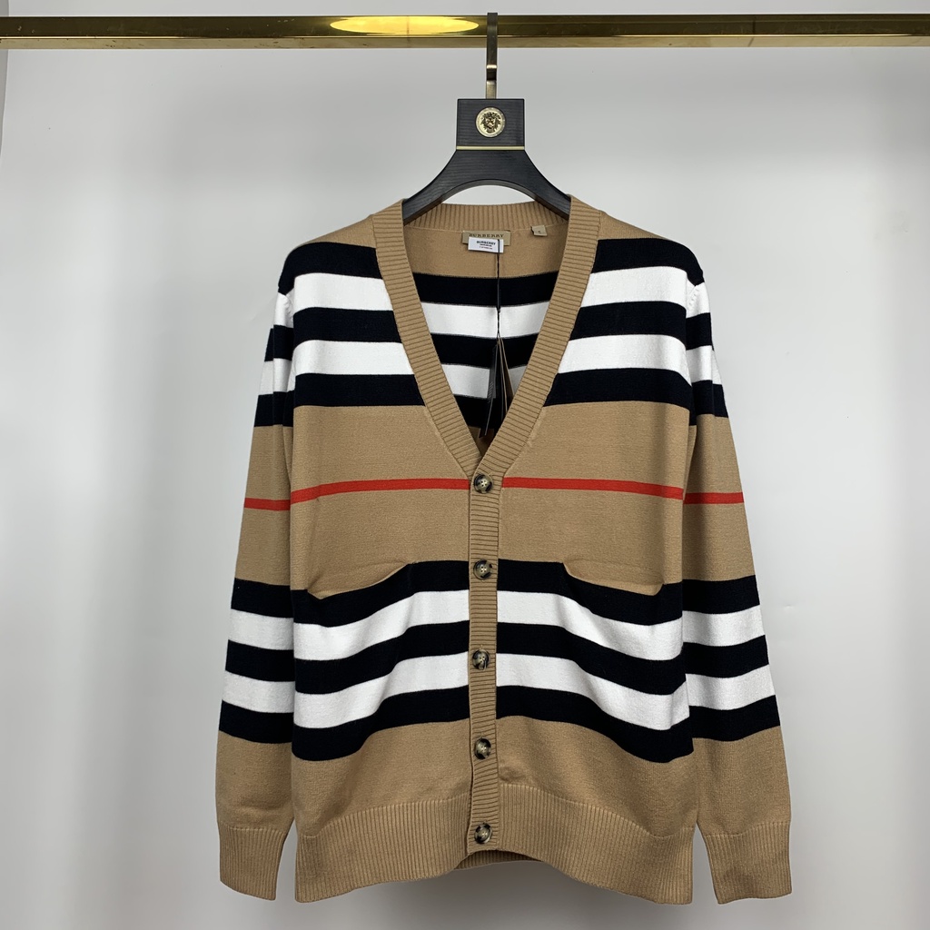 Áo Khoác Cardigan Vải Cashmere Phối Màu Tương Phản Kiểu Cổ Điển Đường Phố