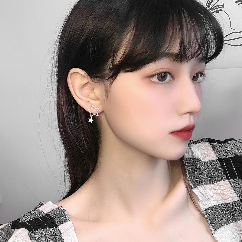 Bông tai xỏ lỗ hình tròn/ ngôi sao đơn giản thời trang cho nữ