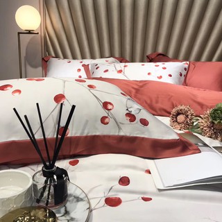 Bộ Chăn Ga Gối Lụa Tencel 60s "Cherry Đỏ" 4 món