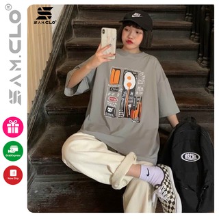 Áo thun nữ tay lỡ SAM CLO freesize phông form rộng dáng Unisex, mặc cặp, nhóm, lớp in hình TRỨNG ỐP LA chữ DANGER