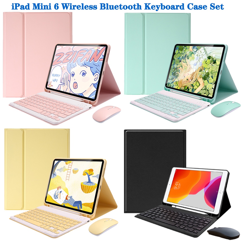 Bao Da Máy Tính Bảng Kèm Bàn Phím Bluetooth Không Dây Có Thể Tháo Rời Và Giá Đỡ Bút Cho iPad Mini 6 Case (8.3inch, 2021)