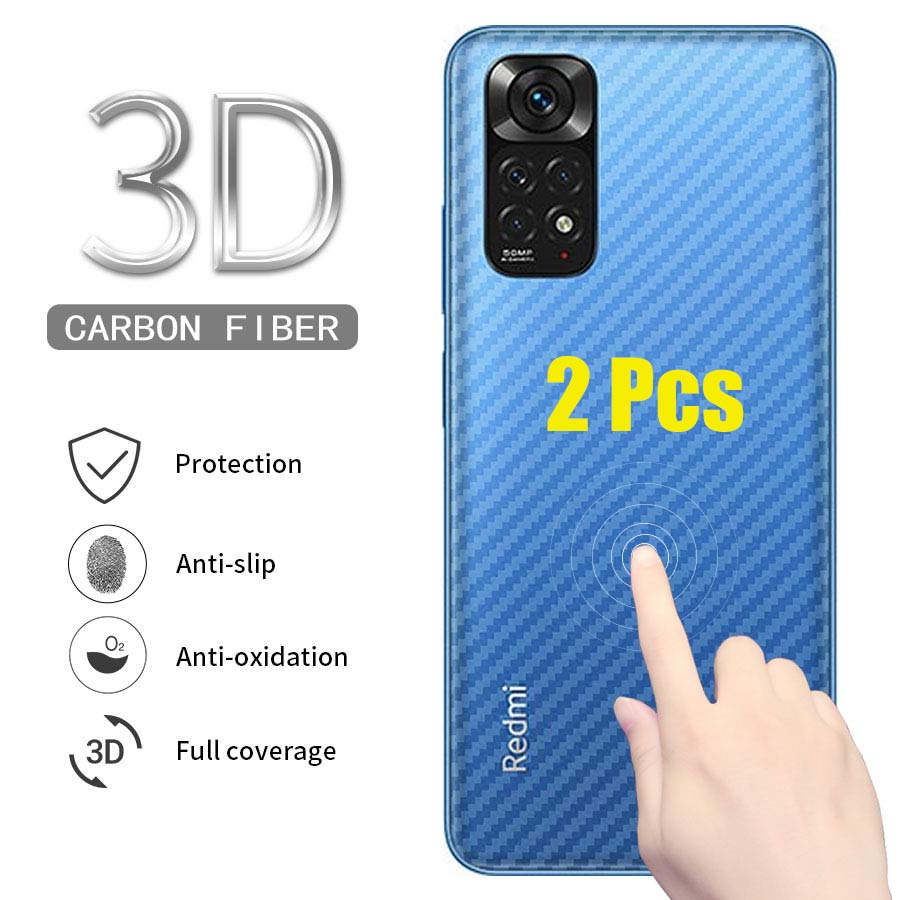 Set 2 Miếng Dán Mặt Sau Điện Thoại Sợi Carbon Cho Xiaomi Mi Poco F4 F3 M4 M3 X3 X4 X5 Pro 11T 9T 10T 11 Lite Redmi Note 7 8 9 10 11 12 12S 11S 10S 9S 9A 9C 10C