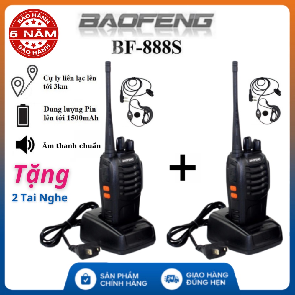 Bộ Đàm Baofeng 888s 💥 FREESHIP 💥 Chuyên Dụng , Chống Tạp Âm , Cự Ly Liên Lạc 3km - Tặng Phụ Kiện cao cấp, Bảo hành 5 năm