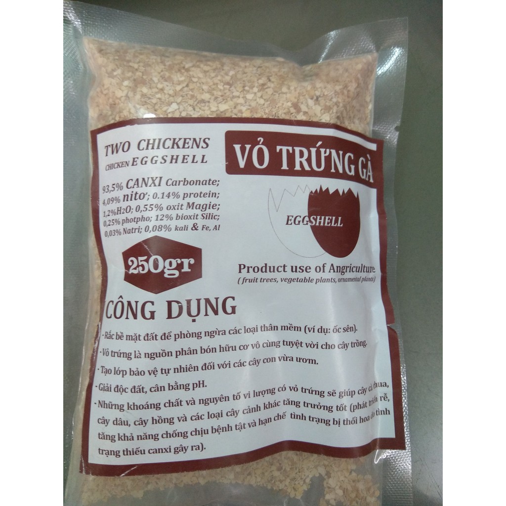 Combo 3 gói Vỏ trứng gà bổ sung canxi và khoáng chất cho cây - 250 gram/ 1 gói