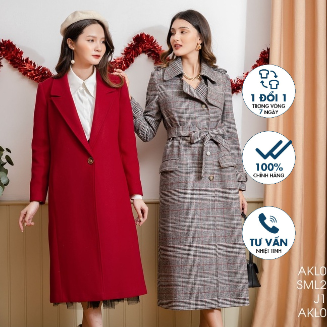 Áo khoác dạ dáng dài Emspo kèm đai AKL0288