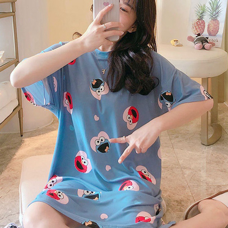 Summer New Women Short-sleeved Nightdress ,Summer Spring And Autumn Thin Section Loose Home Service Long Pajamas | BigBuy360 - bigbuy360.vn