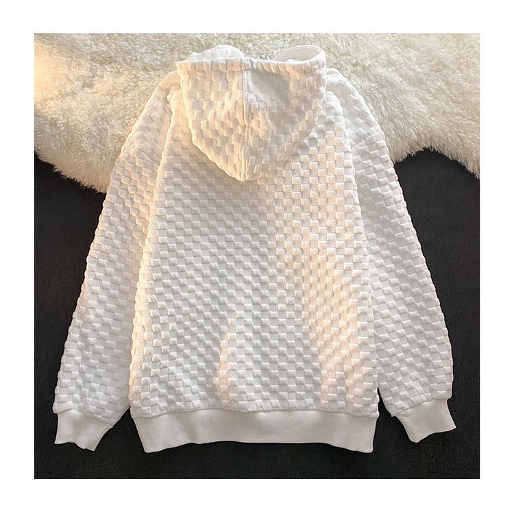 Áo khoác hoodie nỉ khóa kéo vân nổi phong trái tim cách Hàn Quốc