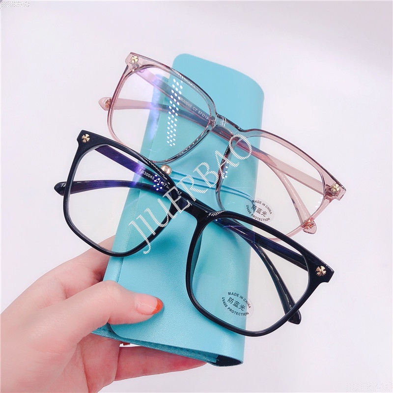Kính Chống Bức Xạ Gọng Nhựa Tròng Vuông Cỡ Lớn Có Thể Thay Thế Cho Nam Và Nữ