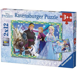 Bộ xếp hình puzzle Ravensburger Frozen Jeux d'hiver 2 bộ 12 mảnh 07621 5 - Disney license