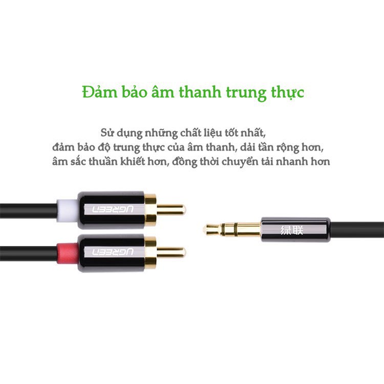 Dây Audio 3.5mm to 2 đầu RCA chính hãng Ugreen 10584