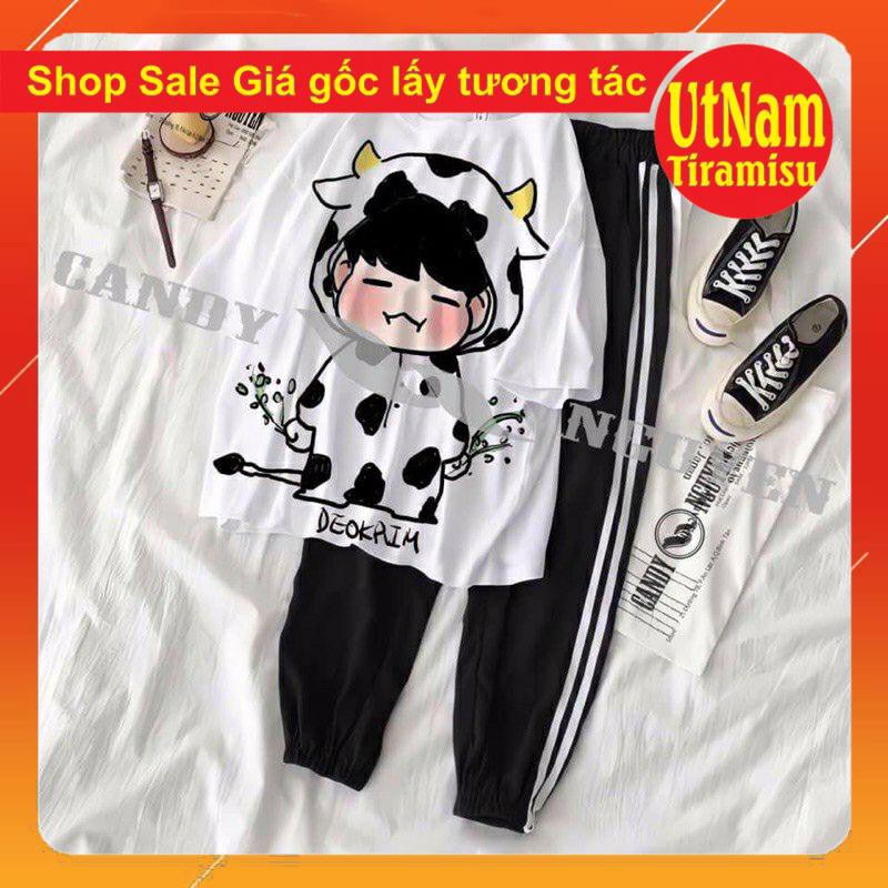 [ Mã FAMAYWA2 giảm 10K đơn 50K] Sét đồ nữ áo bò sữa unisex + quần chun ống | BigBuy360 - bigbuy360.vn