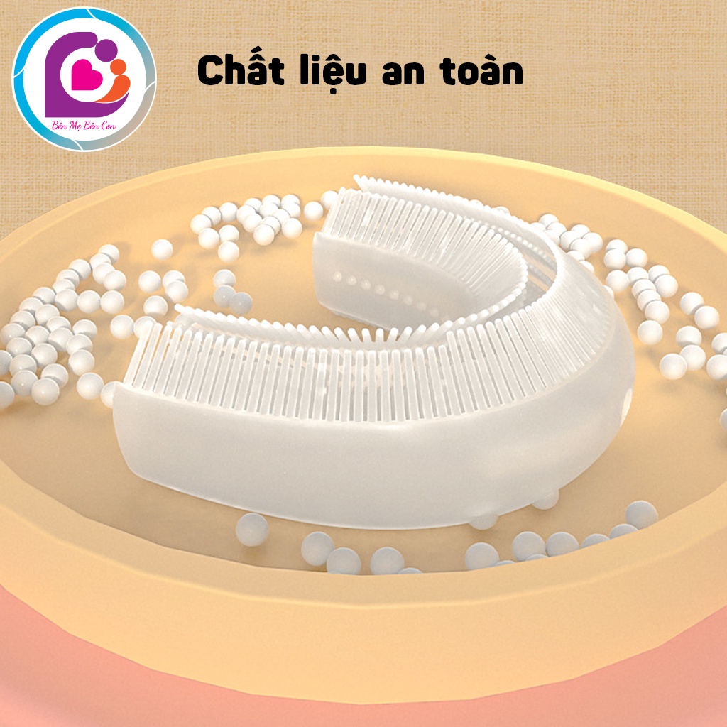 Bàn chải đánh răng chữ U đầu Silicon siêu mềm cho bé