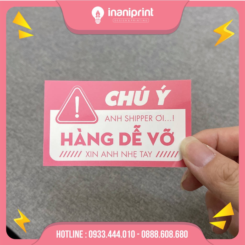 Tem nhãn dán hàng dễ vỡ, tem chú ý hàng dễ bể MS : 023