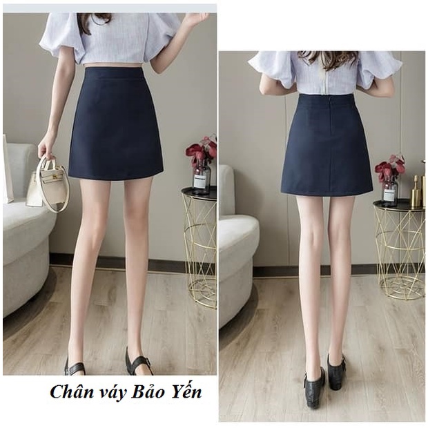 Chân váy chữ A ngắn màu xanh than có quần chống lộ cạp 3.5( sẵn size) -M30B