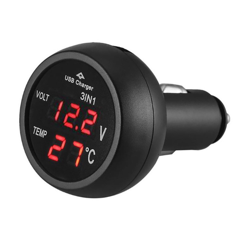 Tẩu Sạc USB Đa Năng 3 Trong 1 Màn Hình Hiển Thị Vôn Kế Kỹ Thuật Số Cho Xe Hơi