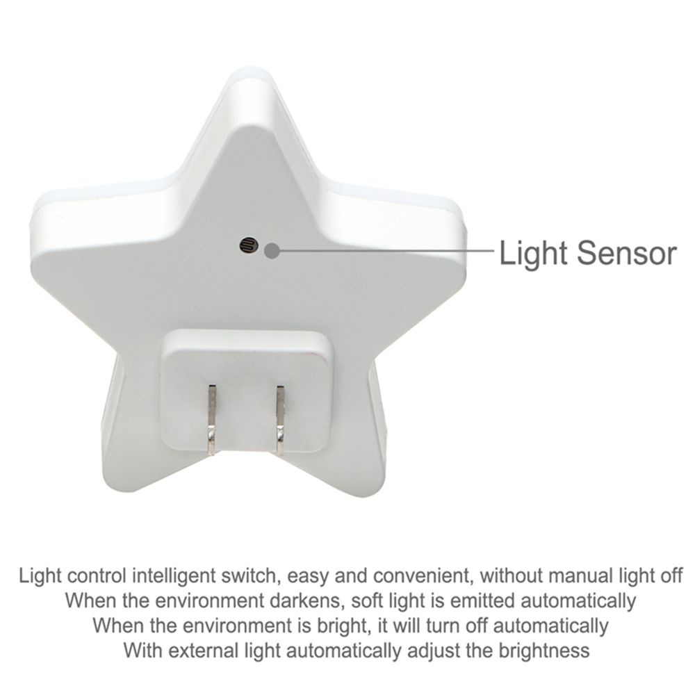 Đèn Ngủ Mini Cảm Biến Ánh Sáng Hình Ngôi Sao Dễ Thương