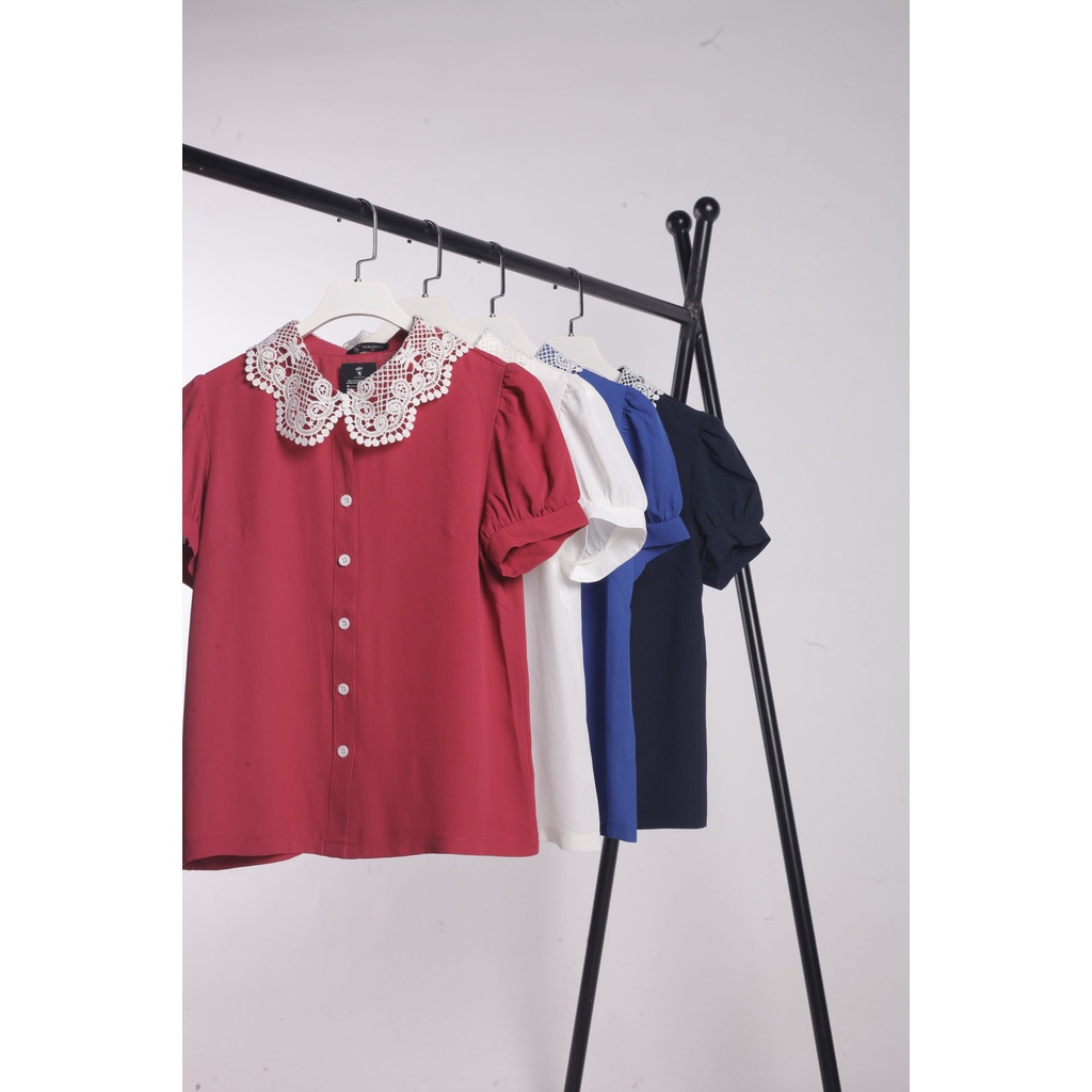 Áo sơ mi nữ, phối ren, tay bồng sang trọng, thiết kế cao cấp TK Fashion - SMK784