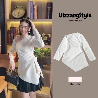 Áo sơ mi kiểu tiểu thư lệch vai sang chảnh tôn eo mặc đi làm, đi tiệc ảnh thật shop chụp