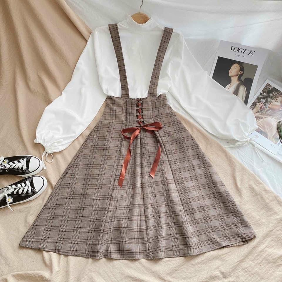 [ SIÊU RẺ ] [ BAO ĐẸP NHƯ HÌNH] sét yếm carô áo trắng tay nơ⚡CÓ HÌNH THẬT ⚡HÀNG SẴN [SYQ684 ] | BigBuy360 - bigbuy360.vn