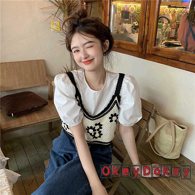 Áo Hai Dây Dệt Kim Thêu Hoa Thời Trang Cho Nữ