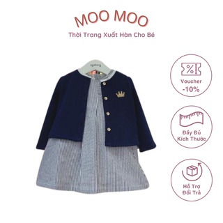 Áo khoác bé gái len mỏng agabang hàn quốc dài tay cổ viền ren trắng màu xanh than kiểu dáng tiểu thư 227a07t