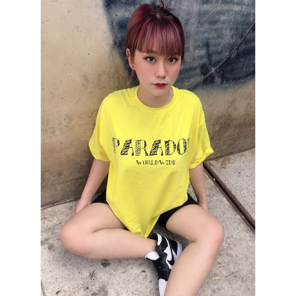 Áo thun form rộng Paradox tay lỡ - Unisex - Basic - DOODLE LOGO - Màu vàng