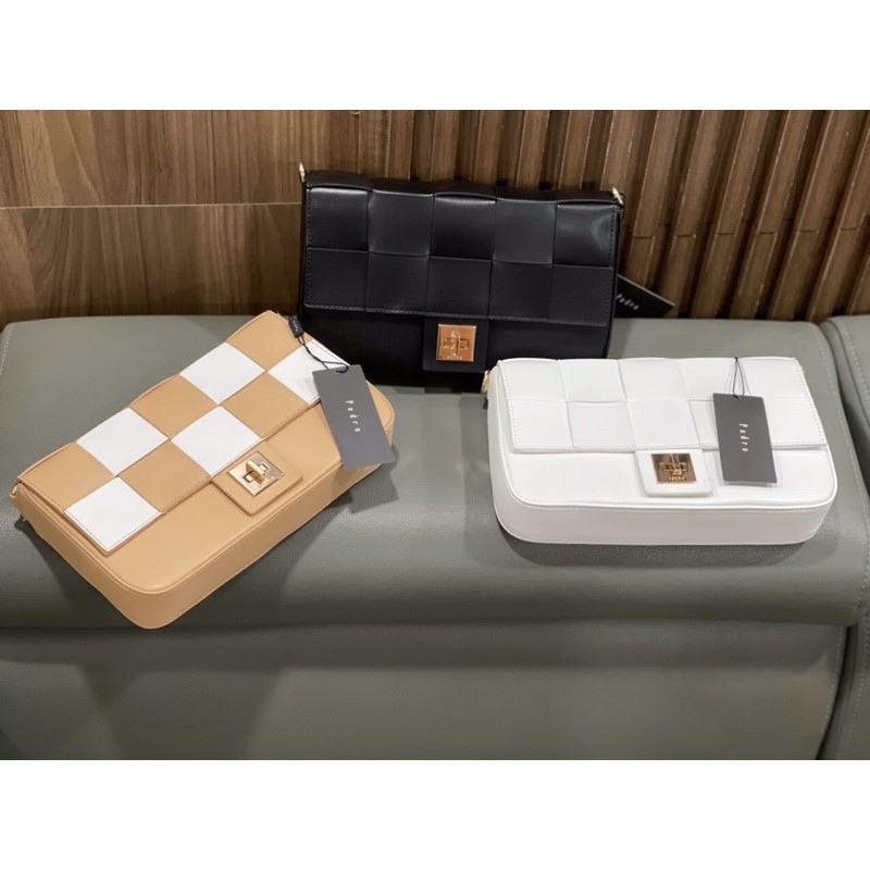 Túi Dây Xích Phối Da Đeo Chéo Da Đan Woven Shouder Bag