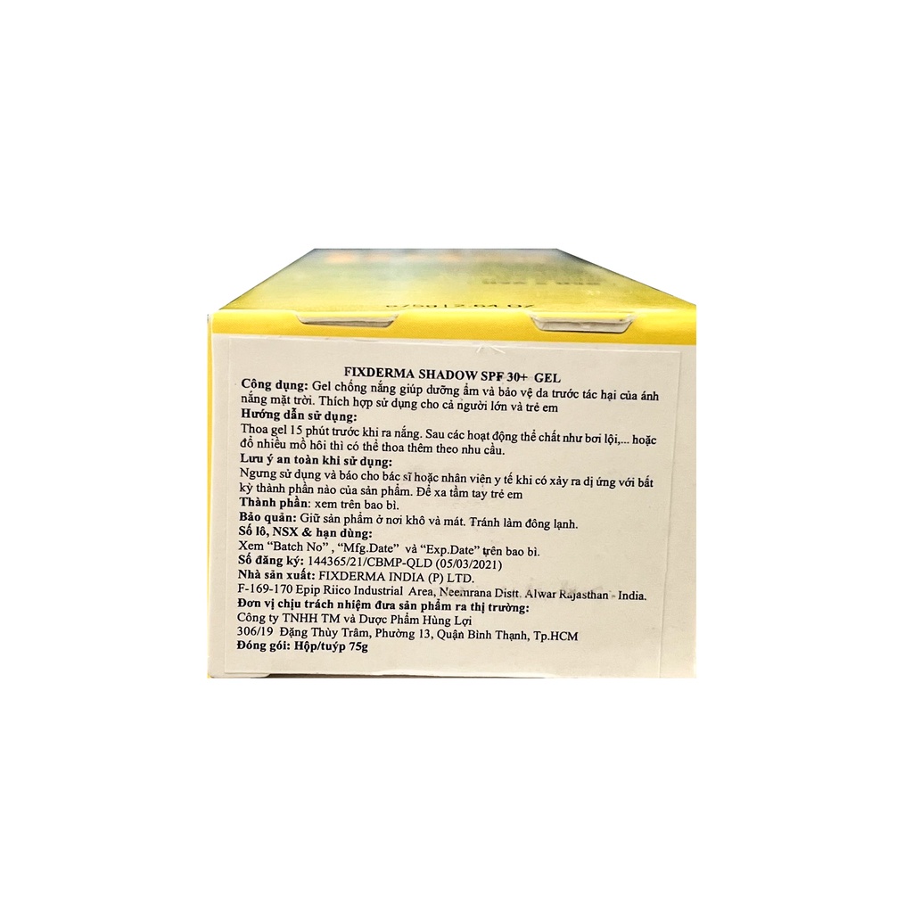 Kem, Gel Chống Nắng Dưỡng Ẩm Da FIXDERMA Shadow 75g