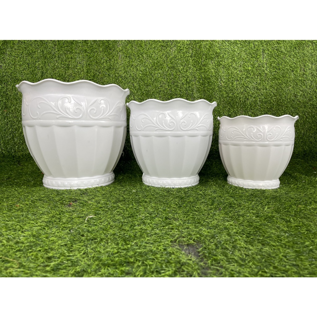 (23x20cm) Chậu nhựa giả sứ cao cấp Bom lùn số 1_Chậu để bàn trồng hoa cây cảnh siêu xinh, bền đẹp