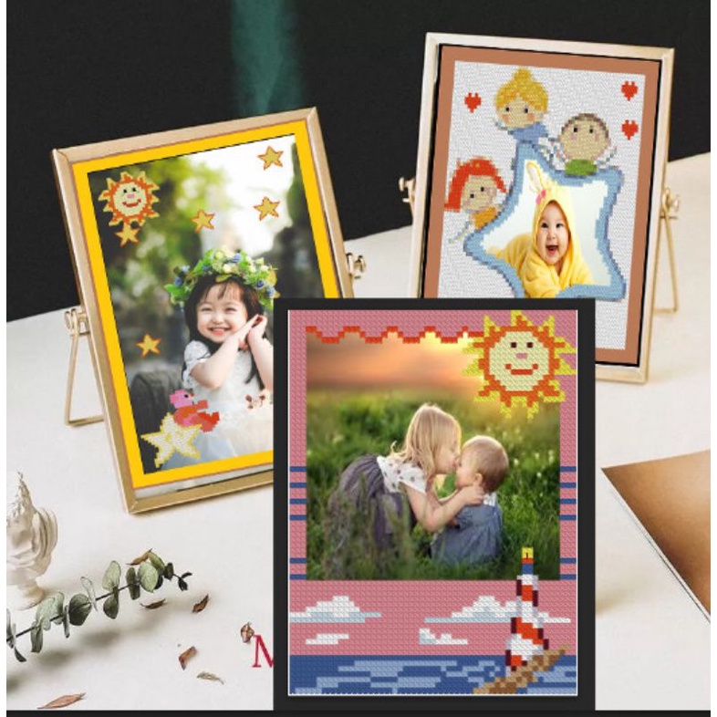 Tranh để bàn đính đá chân dung 15x20