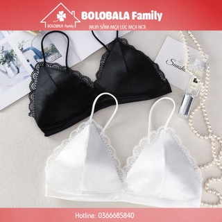 Áo bra phi bóng satin viền ren đệm mỏng hàng free size