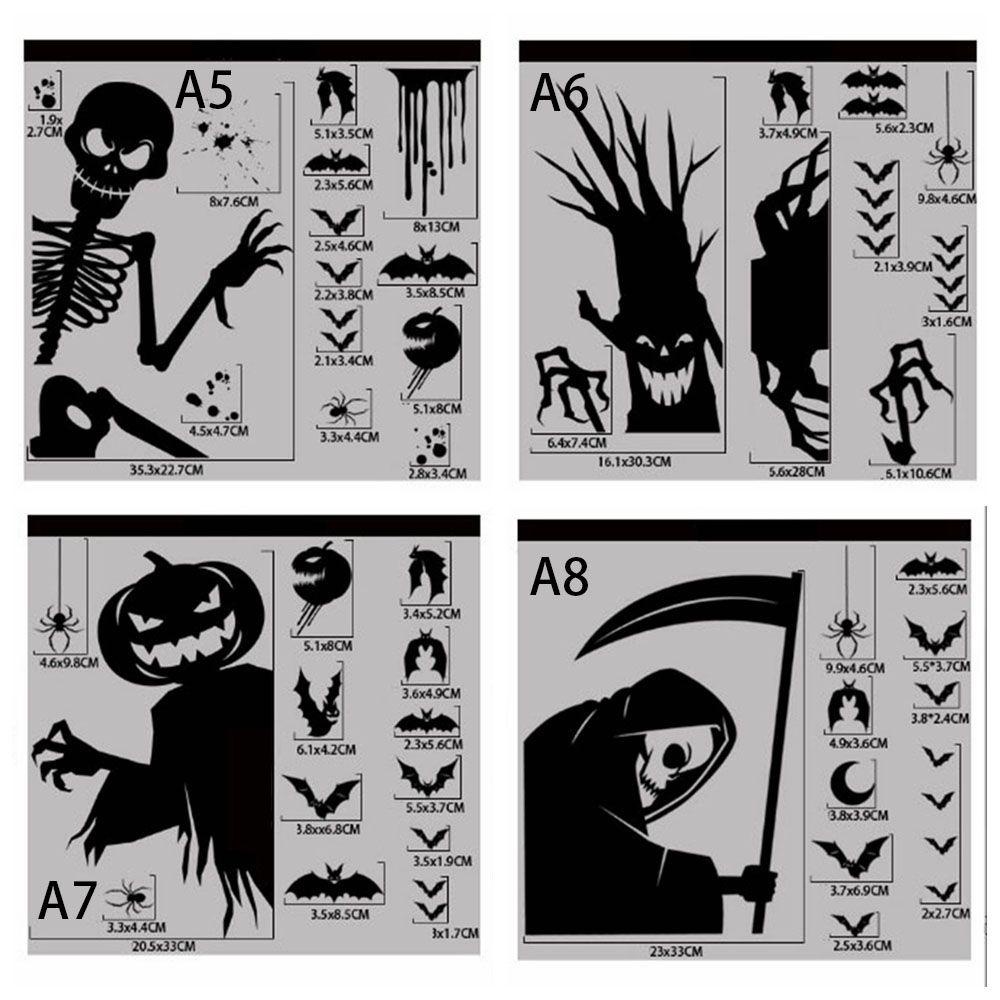 JARRED Miếng Dán Cửa Sổ Trang Trí Halloween Hình Phù Thủy Ma Khổng Lồ Dễ Sử