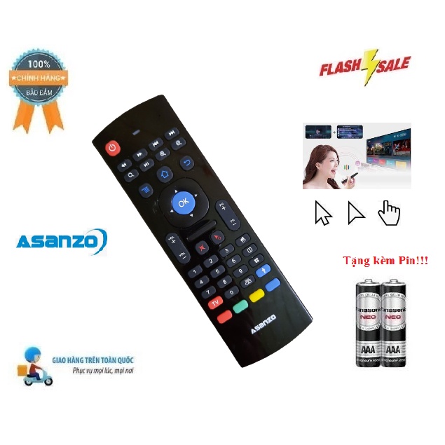 Remote Điều khiển TV Asanzo giọng nói kiêm chuột bay có bàn phím tiện lợi- Hàng chính hãng 100% Tặng kèm Pin!!!