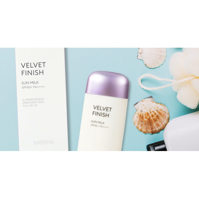 Kem chống nắng Missha Velvet Finish Sun Milk SPF 50+ PA++++ 70ml giúp kiềm dầu và nâng tông da