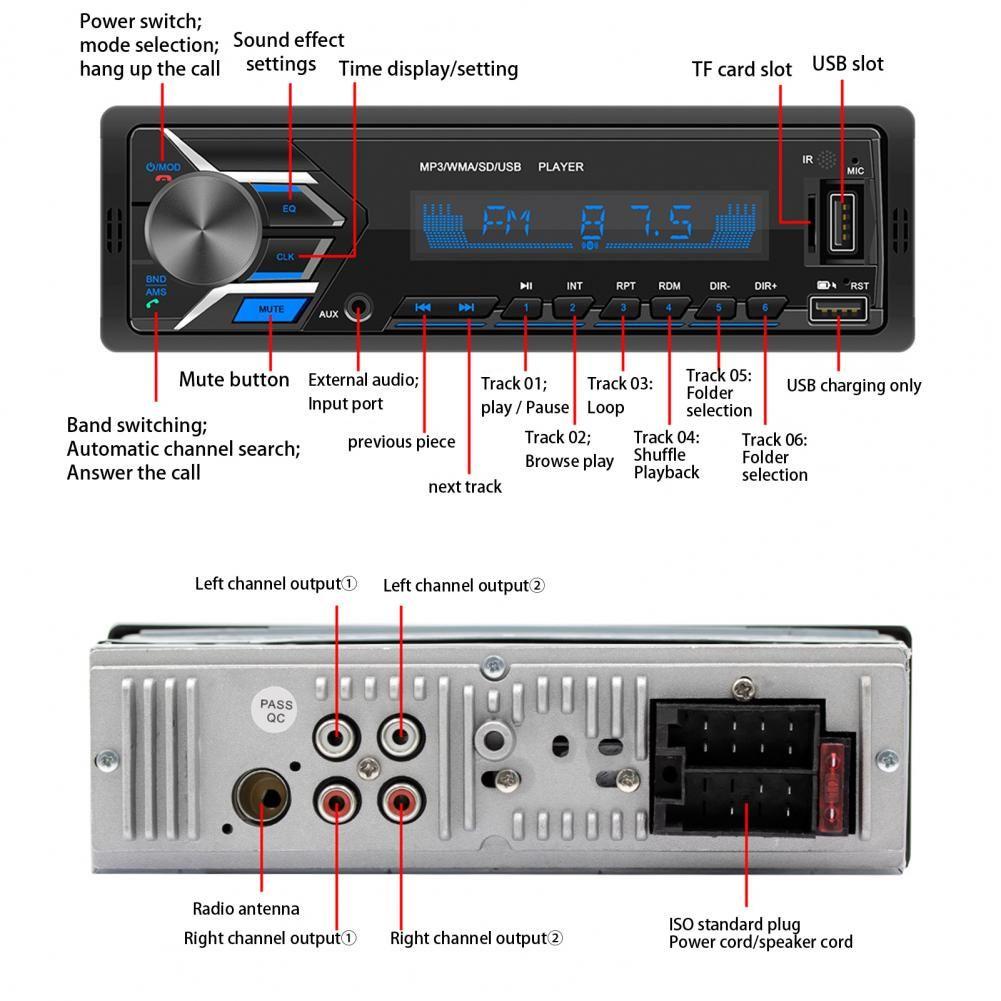 JONYE Máy Nghe Nhạc MP3 / FM / USB / AUX Rảnh Tay Tích Hợp Bảng Điều Khiển Dành Cho Ô Tô