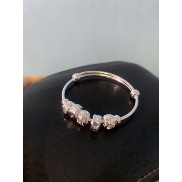 Vòng tay trẻ em tự chỉnh kích thước vuông tròn bình an bạc chuẩn 99 NGỌC MẬU