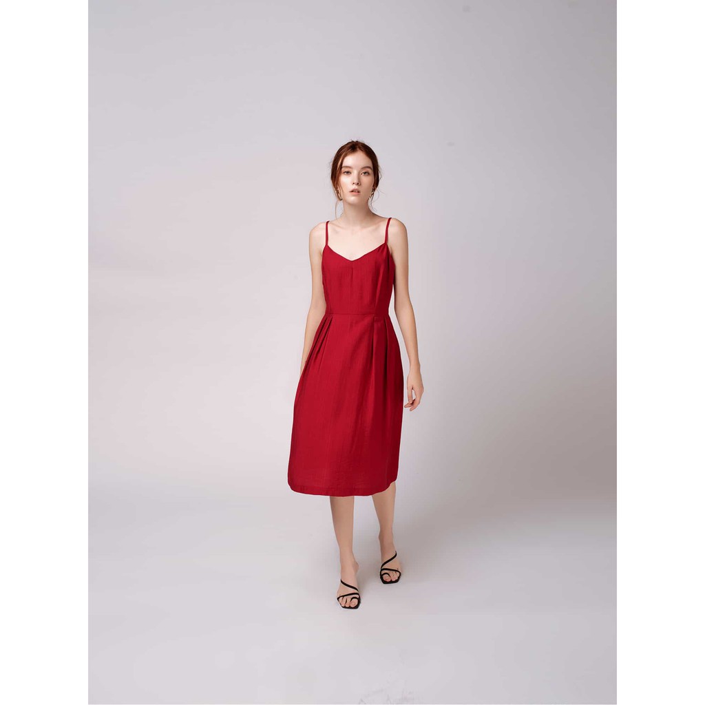 Đầm Dây Vải Tơ Xước Đỏ - YV LE & CO | BigBuy360 - bigbuy360.vn