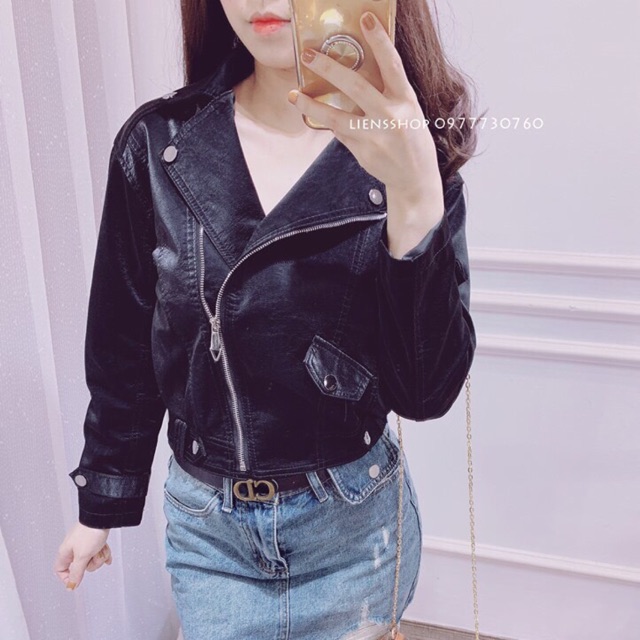 Áo da cổ bẻ