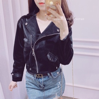 Áo da cổ bẻ