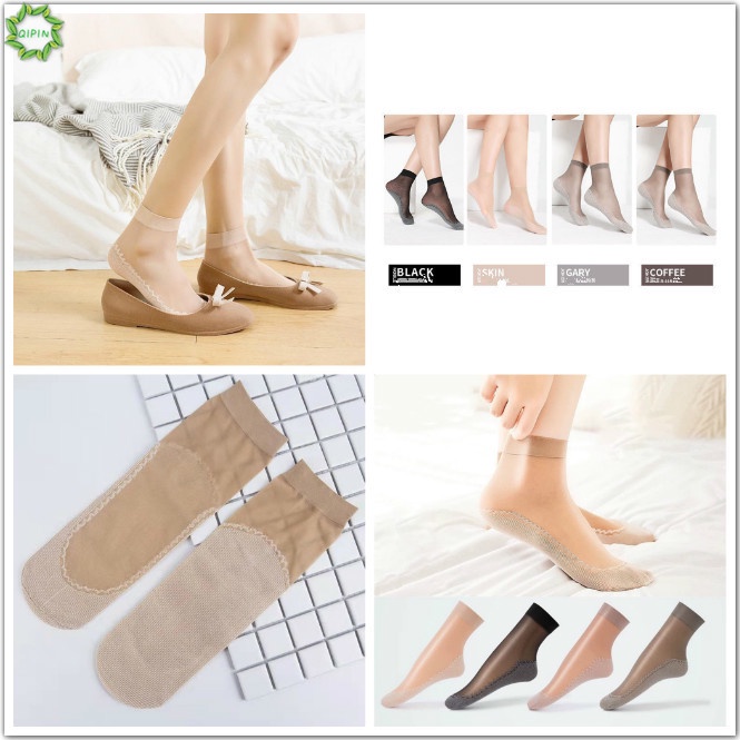 1 Đôi Vớ Cotton Cổ Thấp Phối Ren Mỏng Thoáng Khí Chống Trượt Quyến Rũ Cho Nữ