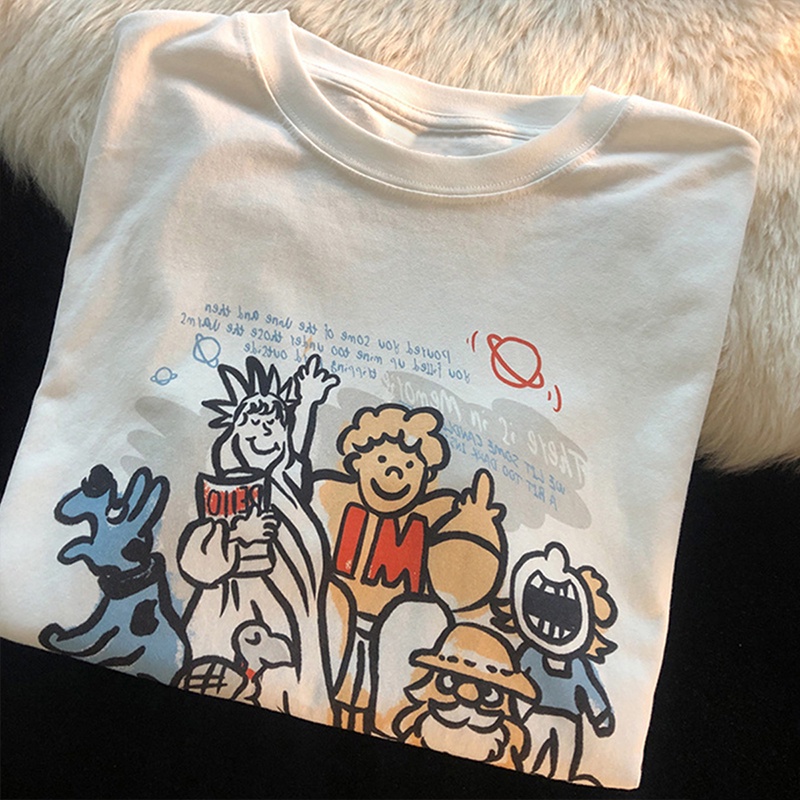 NRVP Áo thun cotton tay ngắn cổ tròn thời trang mùa hè phong cách Hàn Quốc cho nữ