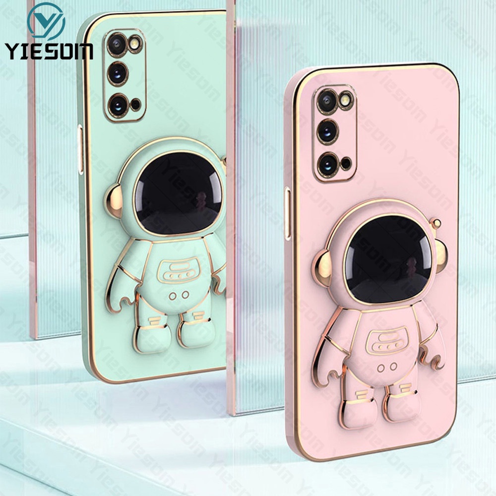 Ốp Điện Thoại Silicon Dẻo Mạ Màu Kèm Giá Đỡ Hình Phi Hành Gia Cho Samsung Galaxy S20 Ultra S20 FE S20 S10 Plus Note 20 Ultra