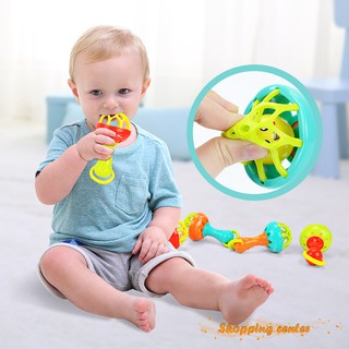 COD Baby Rattles Develop Intelligence Grasping Gums Hand Bell Rattle Funny Educational Toys Gifts