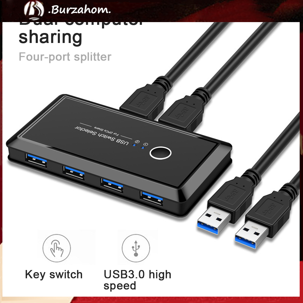 Bộ 2 Thiết Bị Chia 4 Cổng Usb 3.0 Cho Bàn Phím / Chuột Máy Tính Tiện Dụng