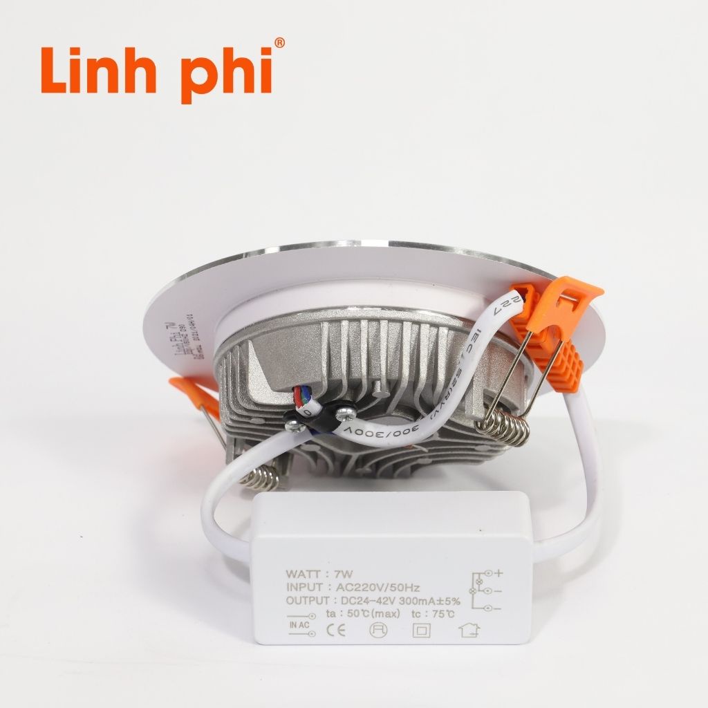 Đèn Led Âm Trần Downlight LINH PHI 7W Làm Từ Hợp Kim Nhôm Cao Cấp, Thiết Kế Hai Loại Đế Viền Đổi Màu