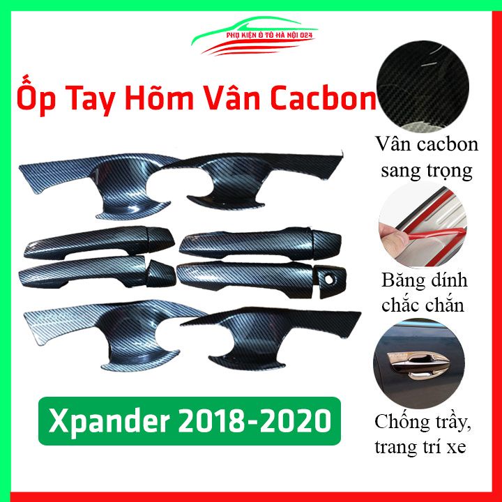 Ốp tay hõm Xpander 2018-2020 vân Carbon chống trầy bảo vệ cửa xe ô tô