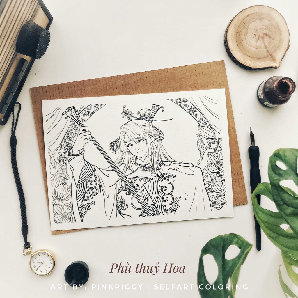 [TRANH TÔ MÀU NƯỚC - 300GSM COLD PRESSED] &quot;Phù thủy hoa&quot; - 4 tranh bởi @hoathuhong, selfart